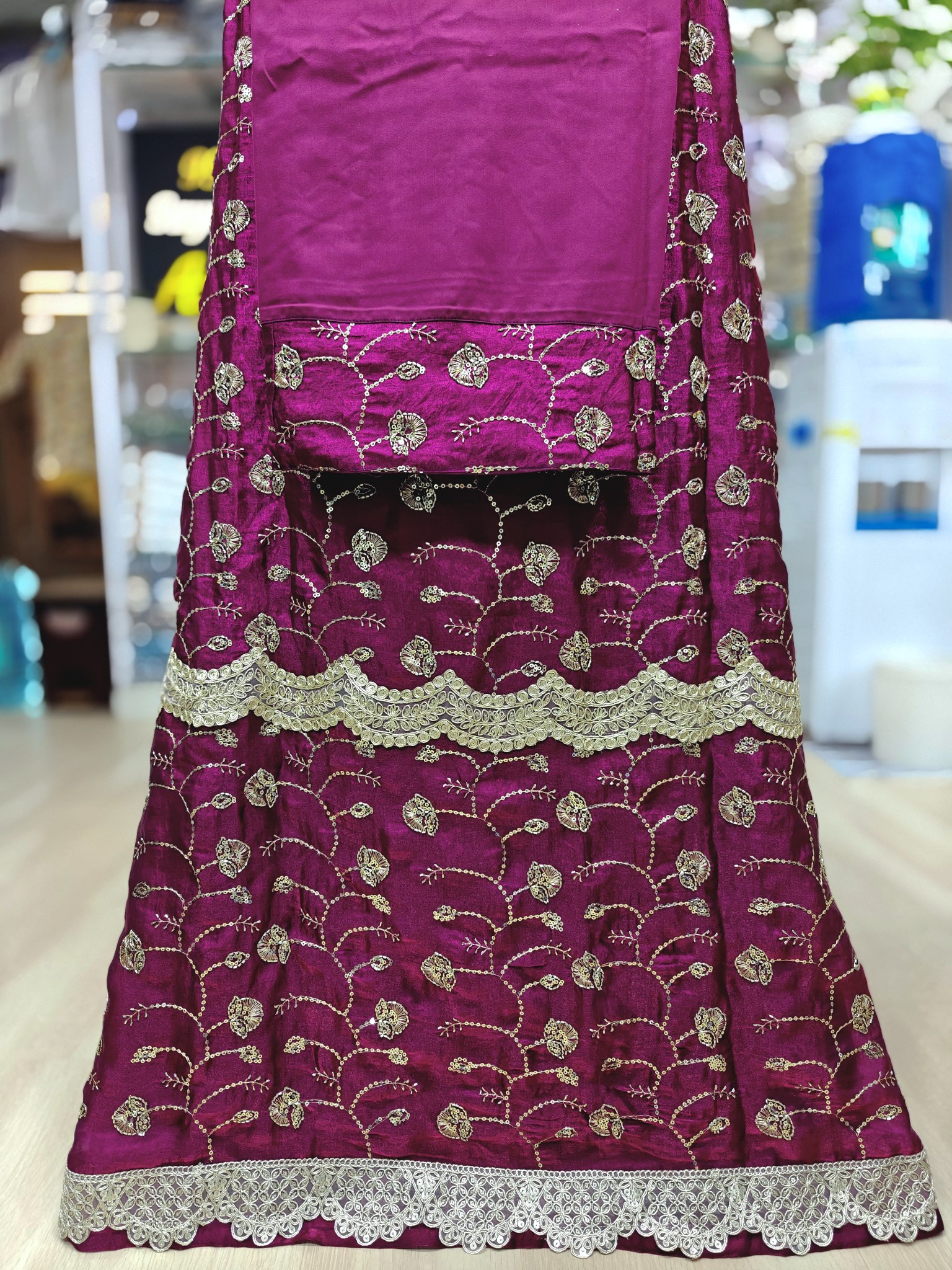  Wine Purple rida with Golden work all over ghagra 
